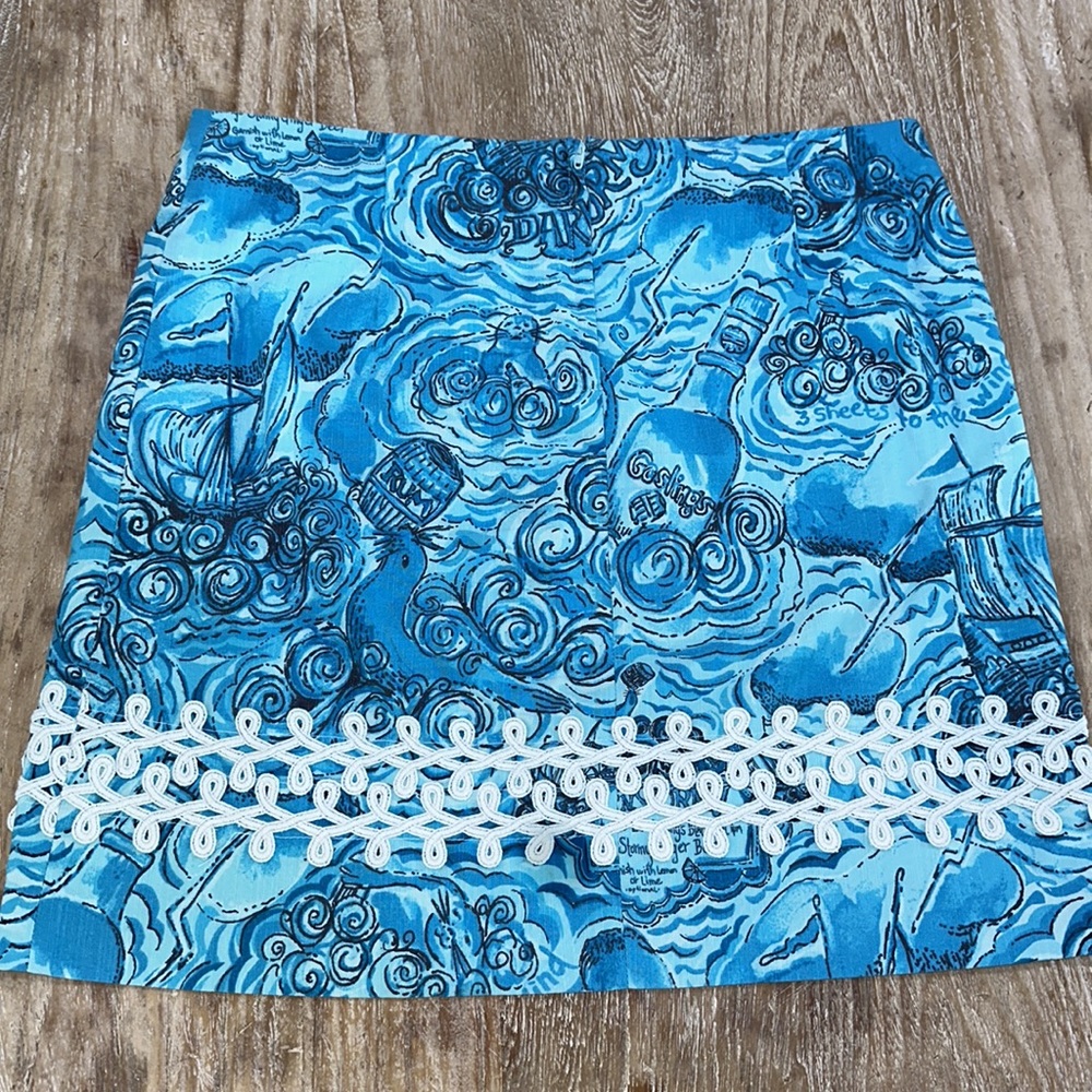 🦄 Rare Htf Holy Grail Lilly Pulitzer Goslings’s Dark N Stormy Roslyn Skirt 6 - Picture 2 of 11